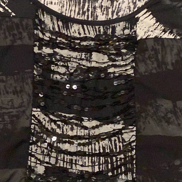 Daytrip Shirt womens small sparkly, striped, see thru, black and grey - Picture 2 of 10